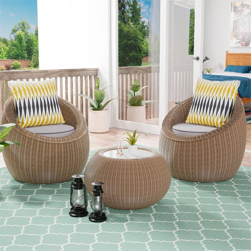 2-Piece Aluminum Patio Chair Set in Natural Brown X81336