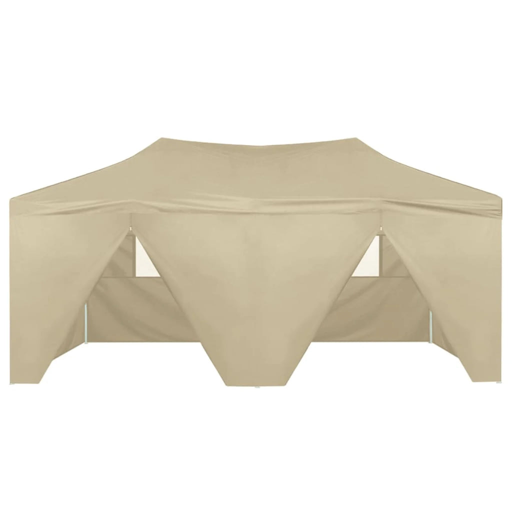 Folding Party Tent with 4 Sidewalls Steel Frame Canopy Shelter Cream 236.2 x 118.1 x 124 Inches T217