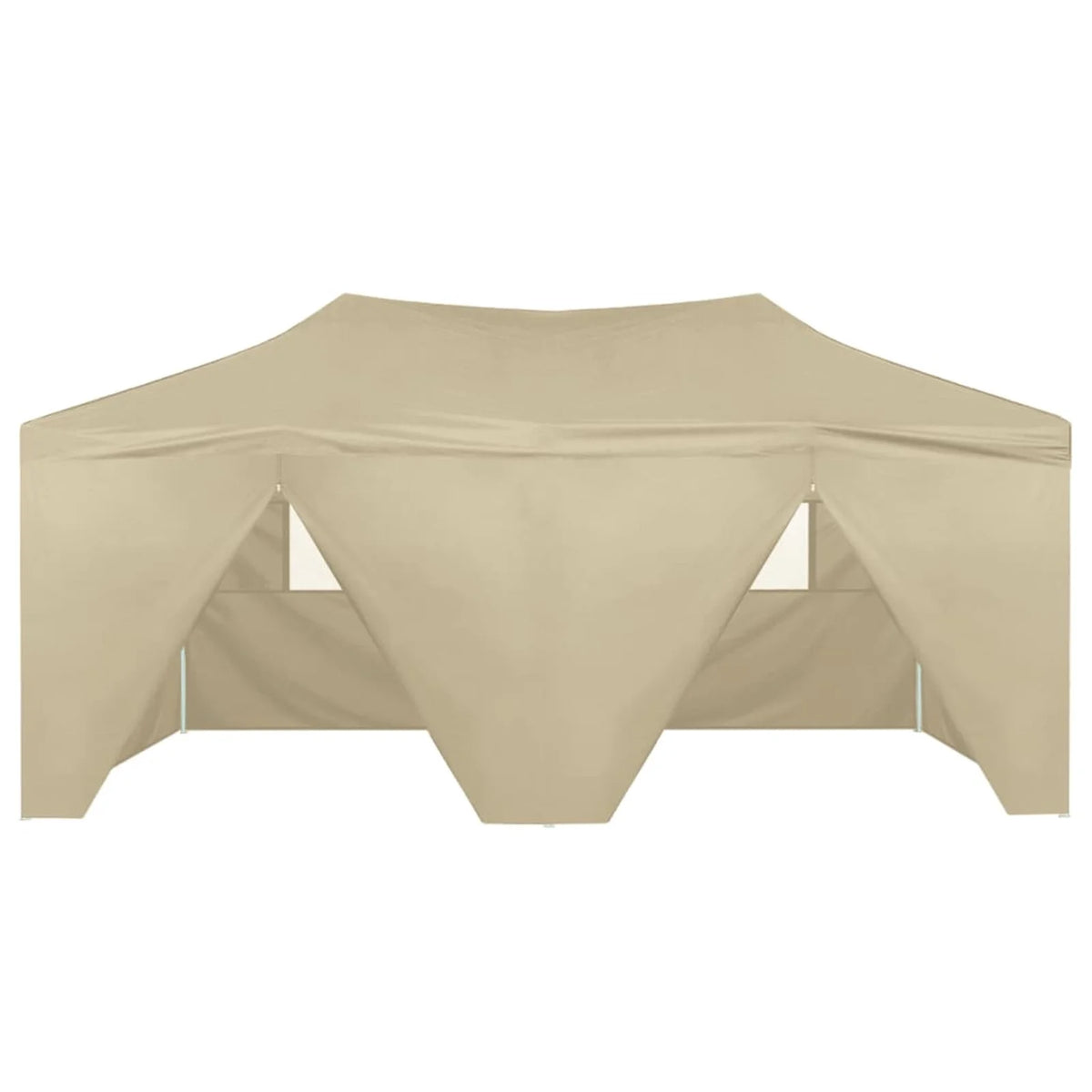 Folding Party Tent with 4 Sidewalls Steel Frame Canopy Shelter Cream 236.2 x 118.1 x 124 Inches T217