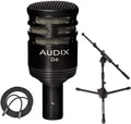 Audix D6 Dynamic Microphone, Cardioid + Low Profile Microphone Stand with Telescoping Boom + XLR Mic Cable H2861