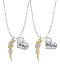 Goldtone Crystal Lightning Bolt Heart Necklaces Set of 2 V185