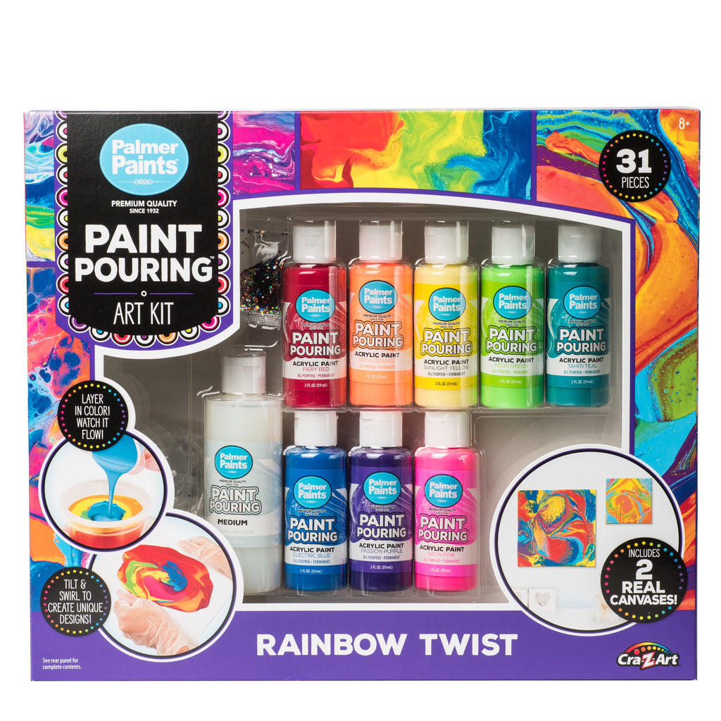 Rainbow Twist Acrylic Paint Pouring Art Activity Kit K20313