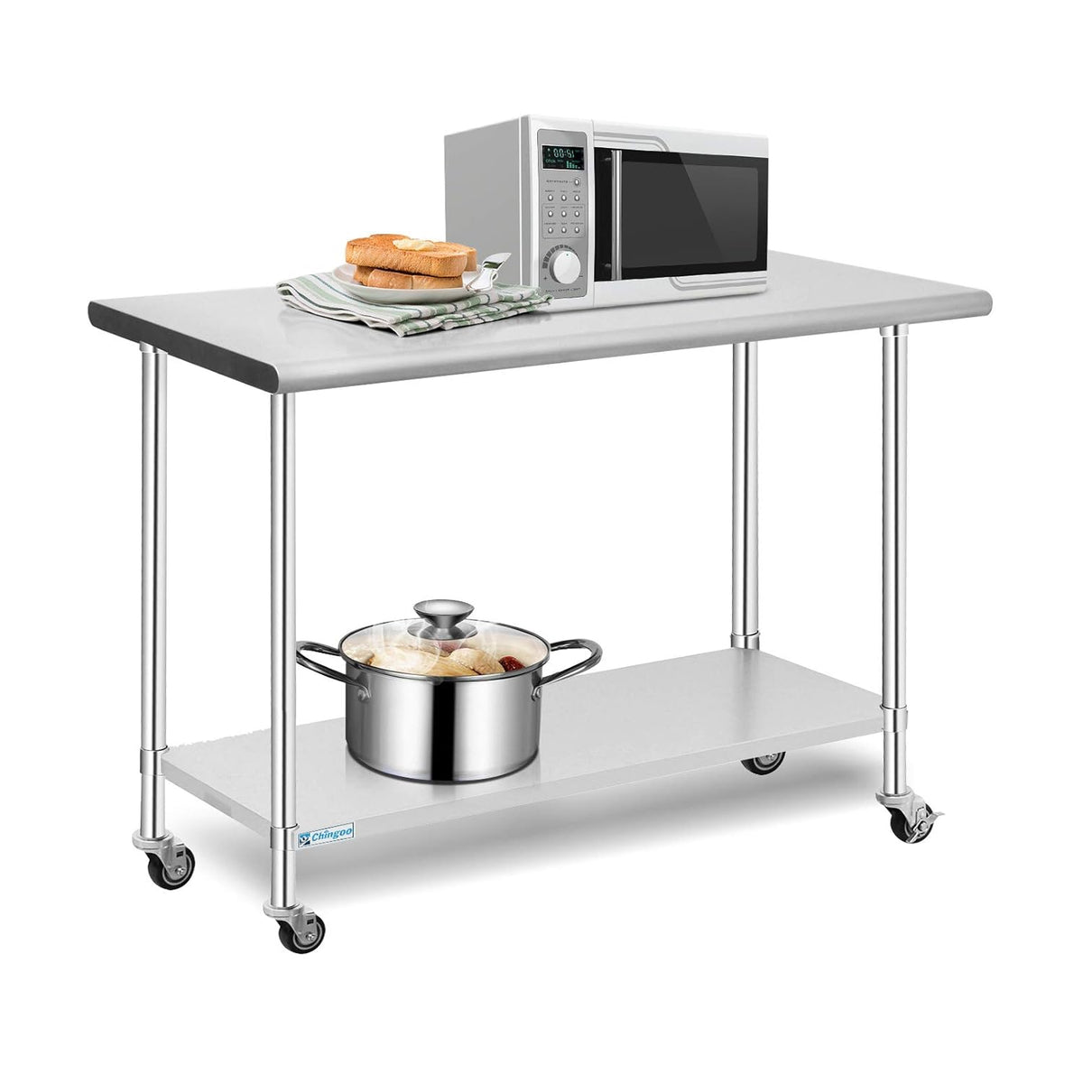 Stainless Steel Table 24 x 36 Inches with Caster Wheels and Undershelf E777