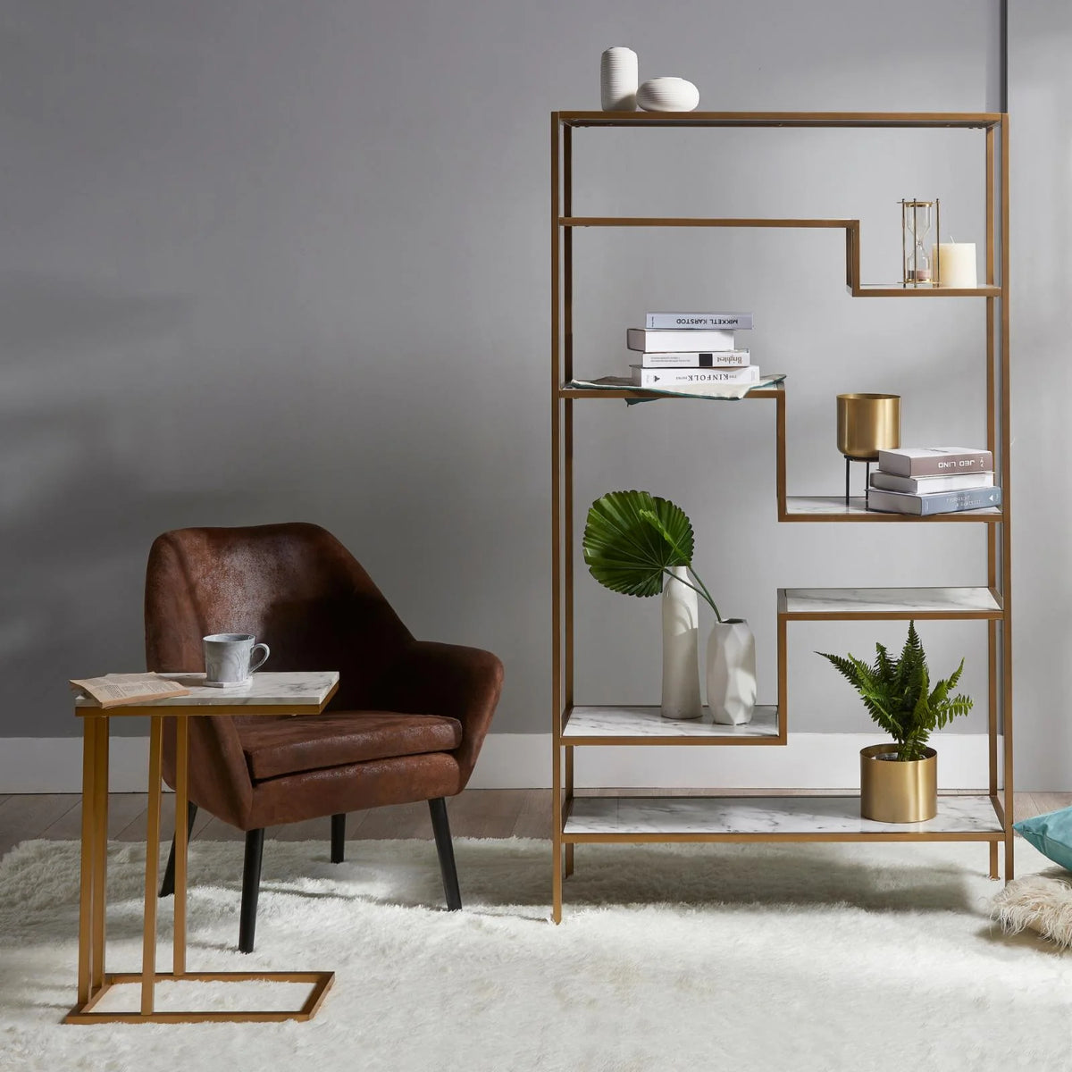 Marble-Look 5-Tier Display Shelf Z276