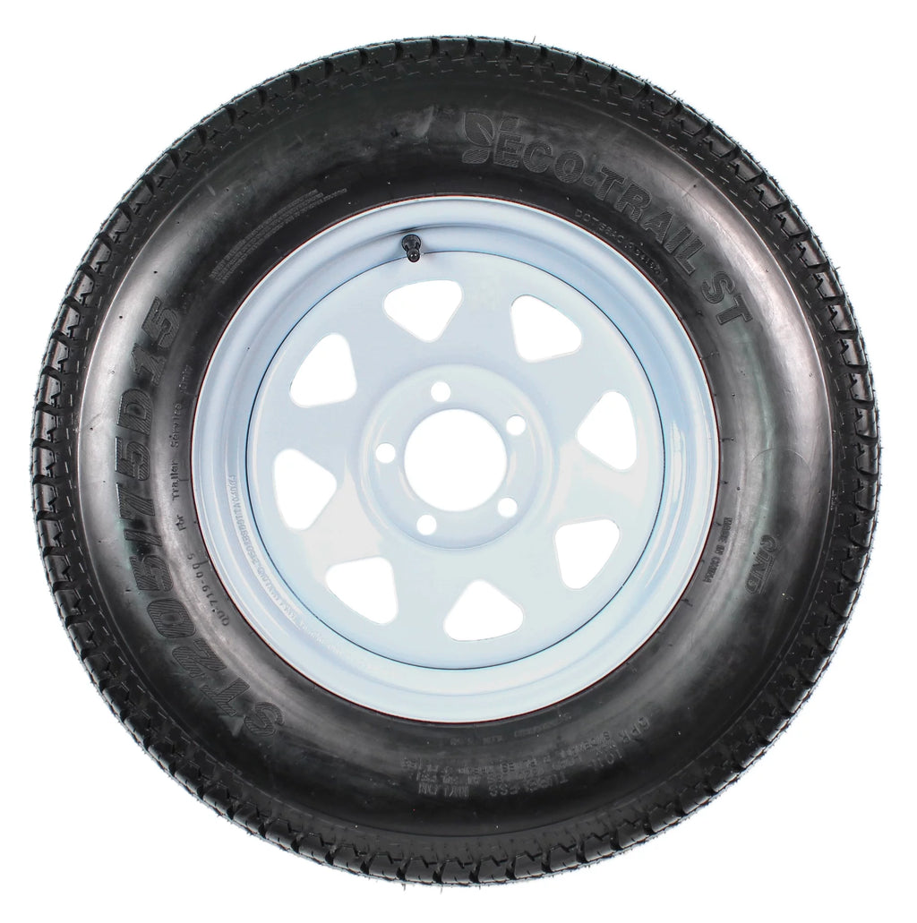 2-Pk Trailer Tire On Rim ST205/75D15 LRC 5 Hole White Spoke Wheel B6300