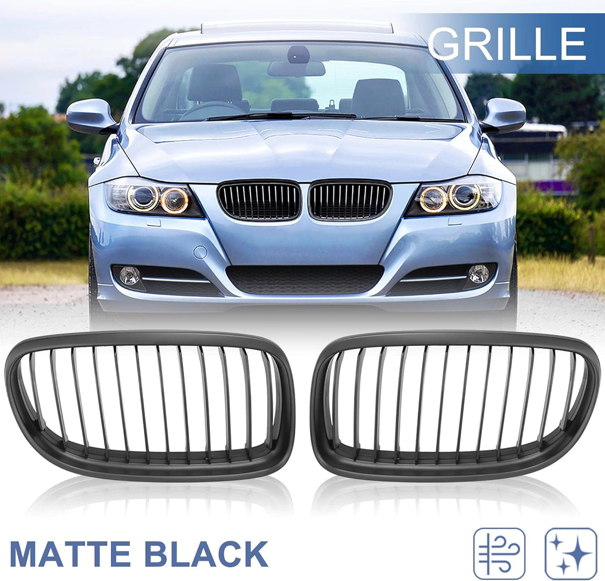 Black ABS Plastic Front Hood Kidney Grille M494