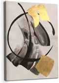 Black Gold Grey Abstract Painting Oversized Canvas Art 20x28in Unframed Pack of 2 B731