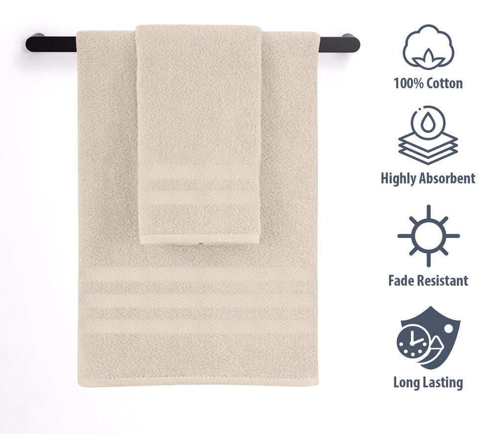 100% Cotton 6-Piece Beige Bath Towel Set F586309