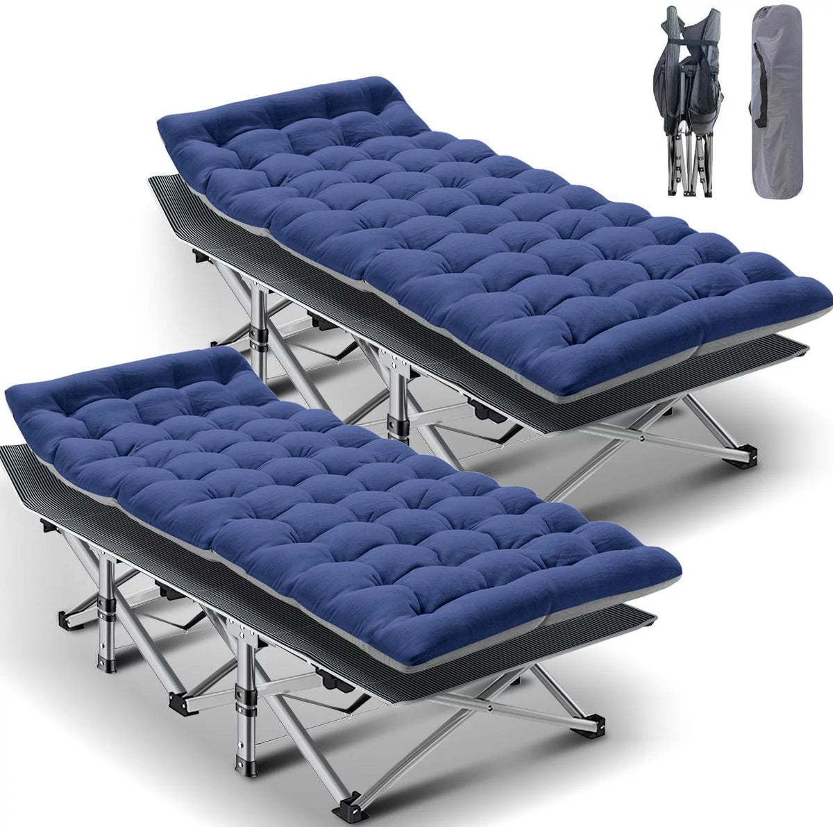 Folding Camping Cot with Cotton Pad & Carry Bag J353