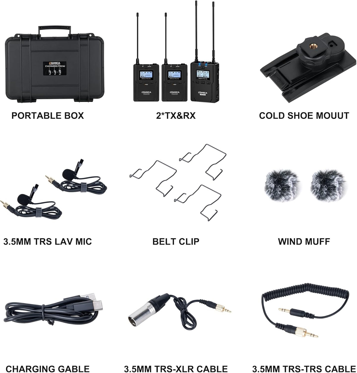 UHF Wireless Lavalier Microphone with Real-time Storage, Dual-Channel Q20192
