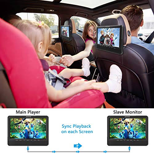 9.5 Car Dual Portable DVD Player with 5 Hours Rechargeable Battery W824