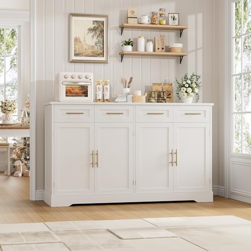 60" Ash Gray Buffet Sideboard with 4 Drawer Z590