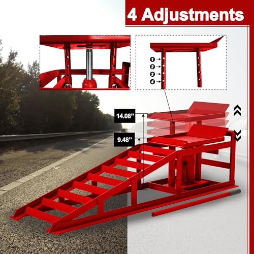 2 Pack Hydraulic Car Ramps 5T 10000lbs Low Profile Lift Height 11.61-16.21 Inches Q93442