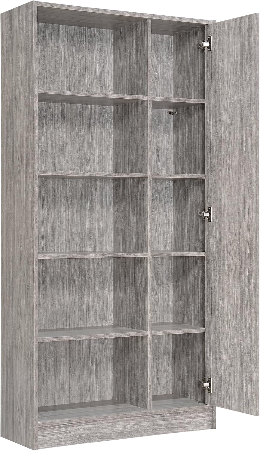 Grey Oak Finish Faux Wood Bookcase U3547
