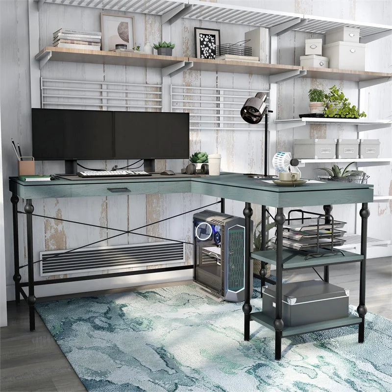 L-shaped Wooden Desk L3809