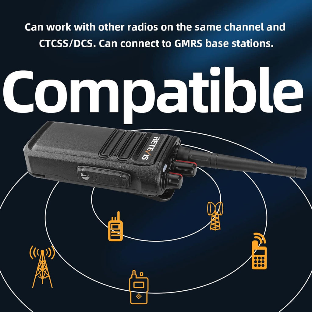 Waterproof GMRS Two Way Radios Rechargeable 1800mAh 2 Pack J907