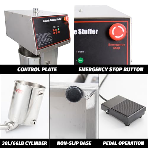 Stainless Steel Electric Sausage Stuffer 55LBS with 4 Stuffing Tubes J99452
