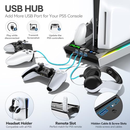 PS5 Stand with Cooling Fan and Charging Station S55768