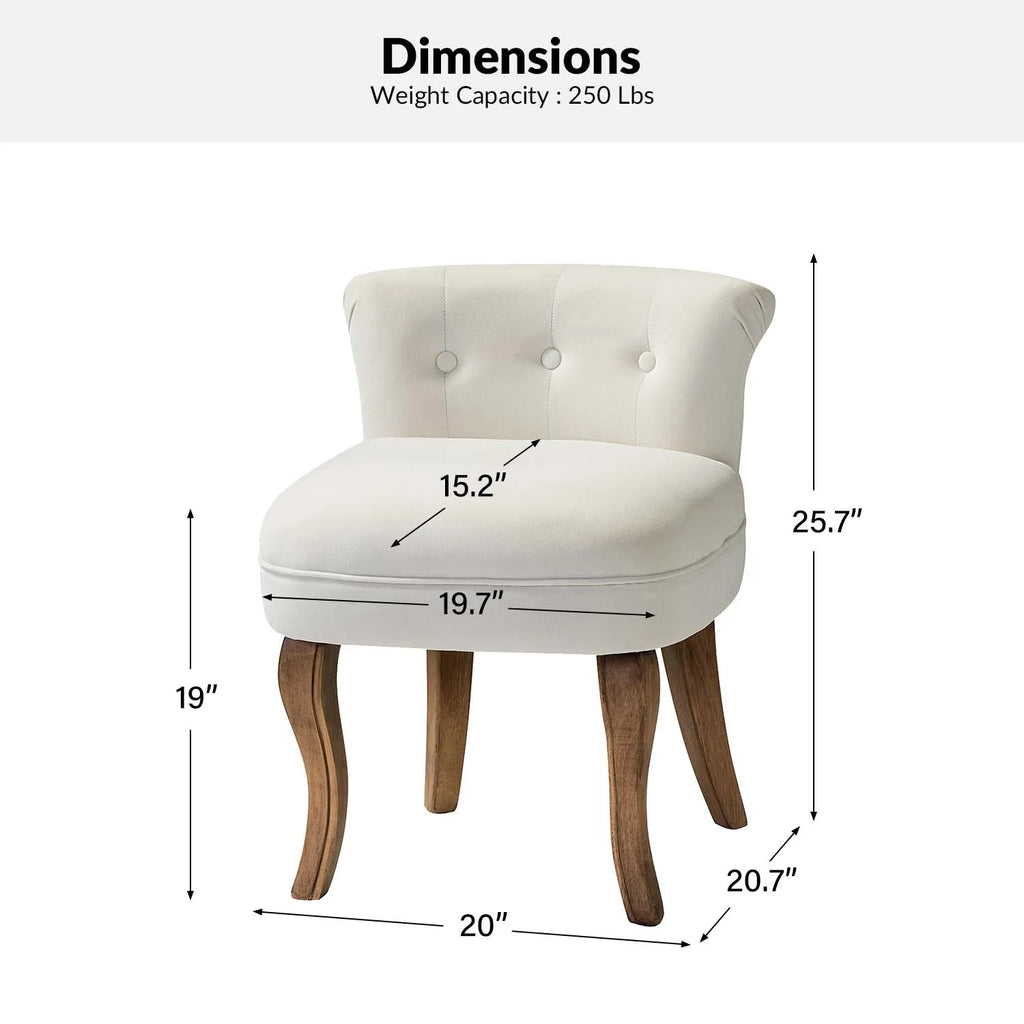 Ivory Velvet Vanity Stool J8902