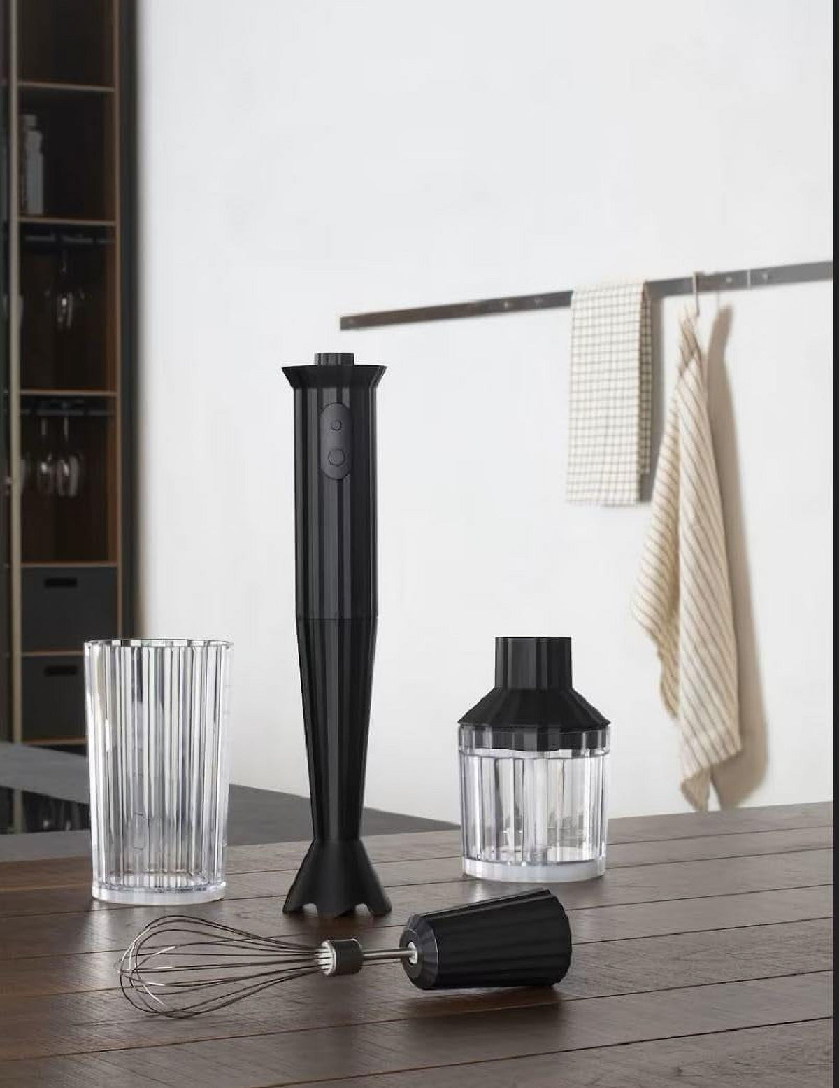 Black Hand Blender with Measuring Jug, Whisk and Chopper X44243