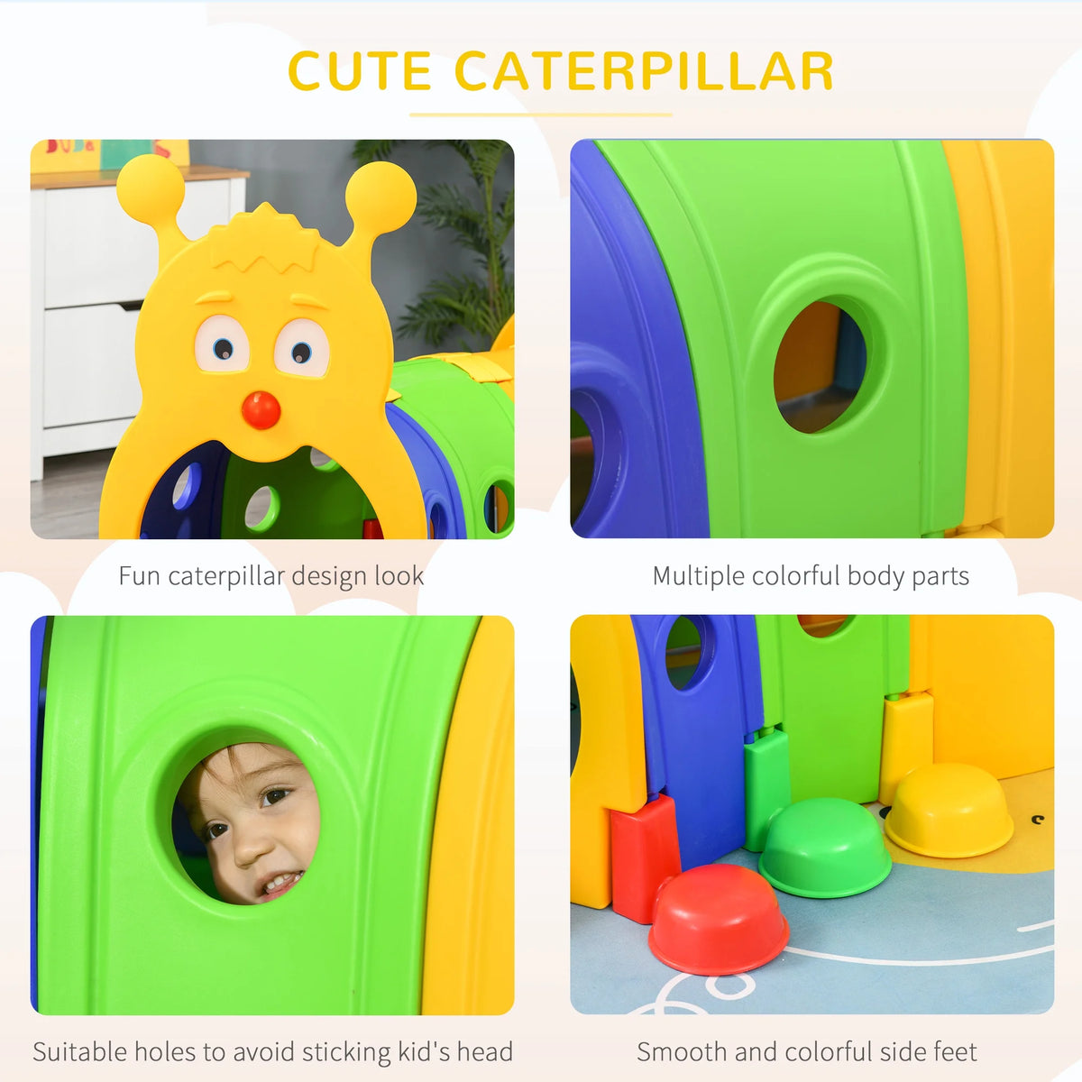 Kids Caterpillar Tunnel Climb-N-Crawl Play C87056