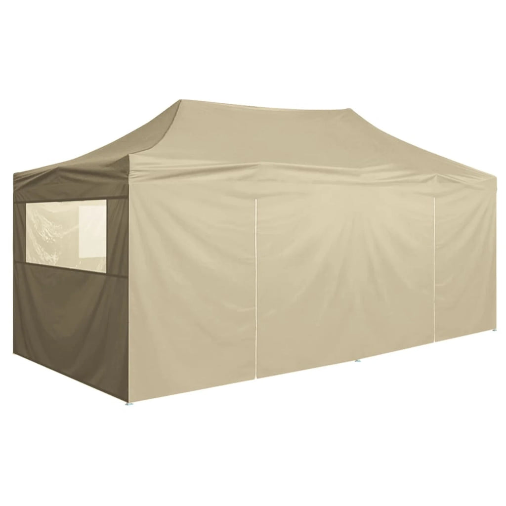 Folding Party Tent with 4 Sidewalls Steel Frame Canopy Shelter Cream 236.2 x 118.1 x 124 Inches T217