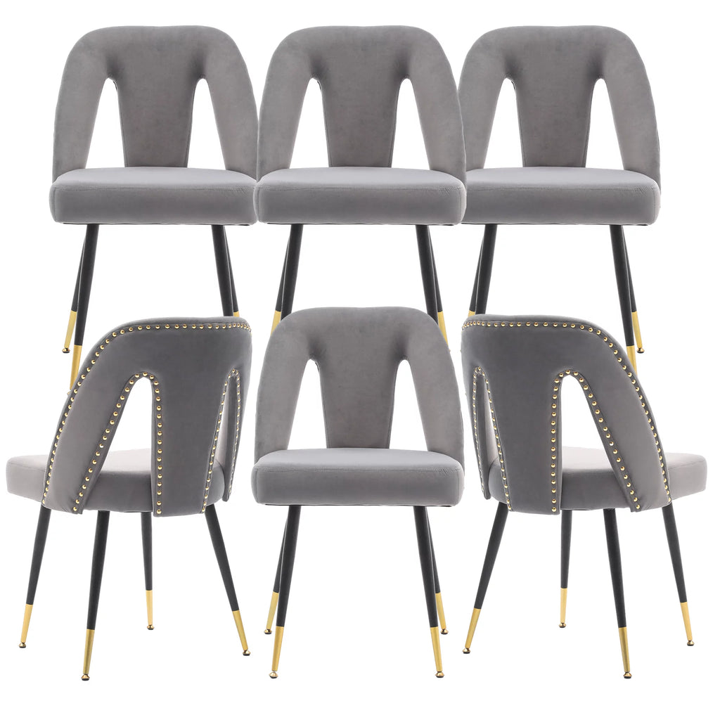 Velvet Upholstered Dining Chairs Set of 6 T878