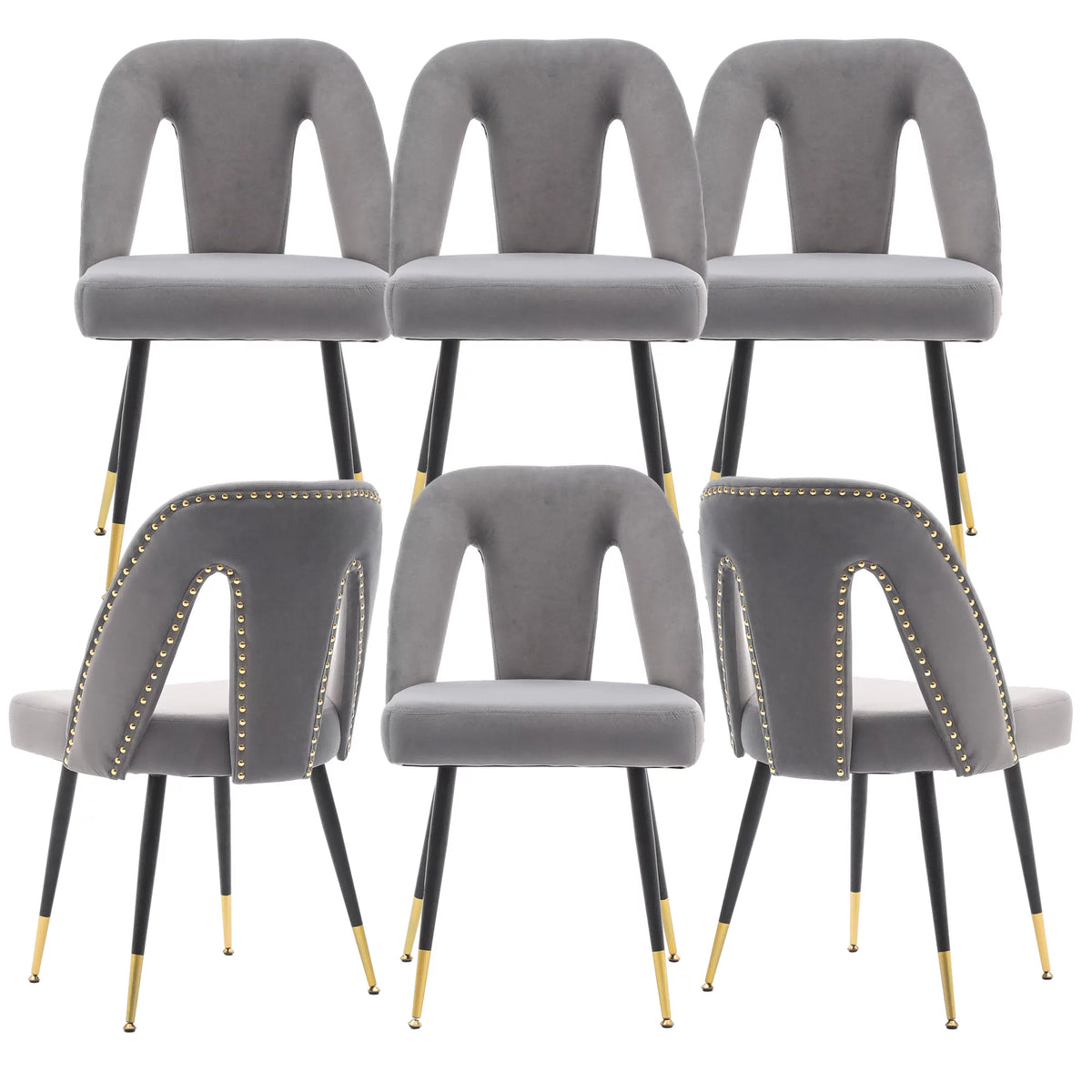 Velvet Upholstered Dining Chairs Set of 6 T878