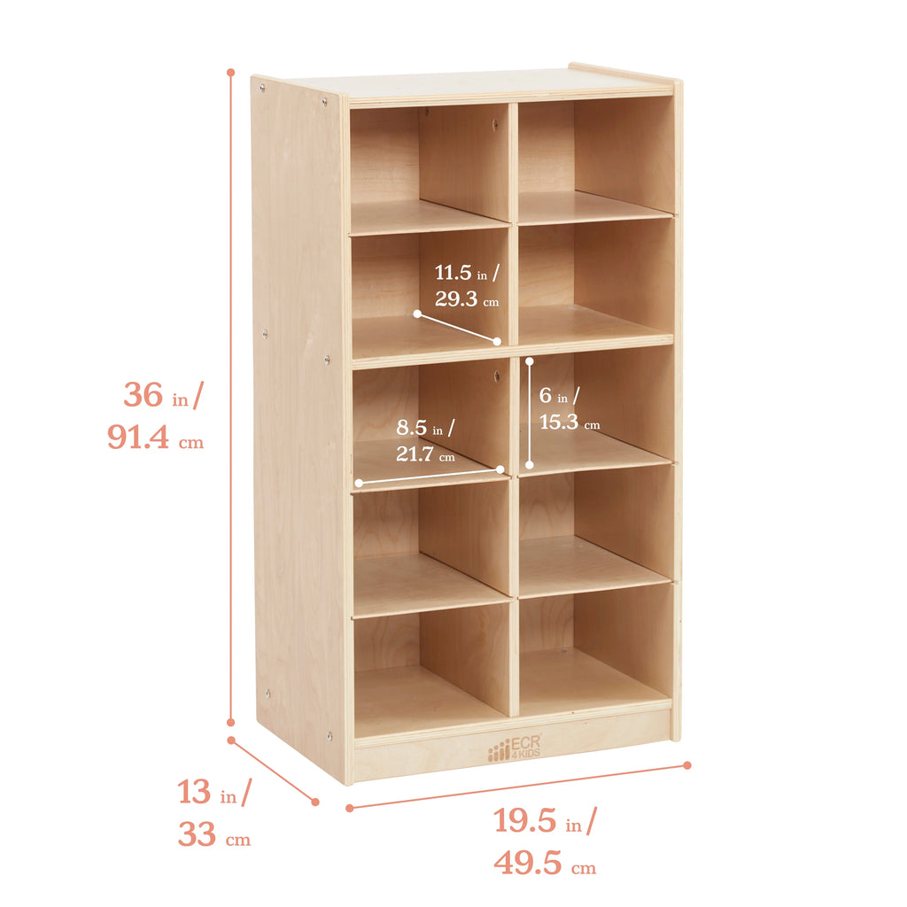10 Cubby Mobile Tray Storage Cabinet V192