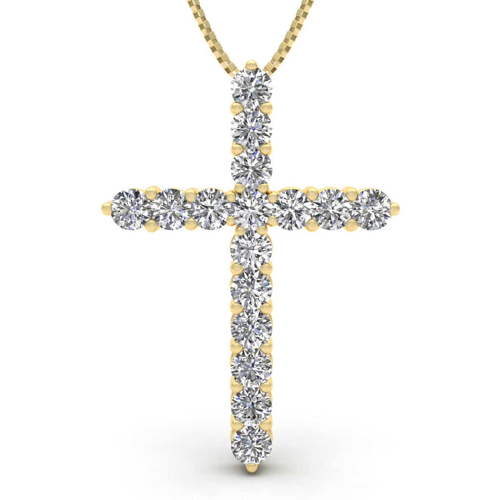 14k Yellow Gold Diamond Cross Pendant Necklace G297600