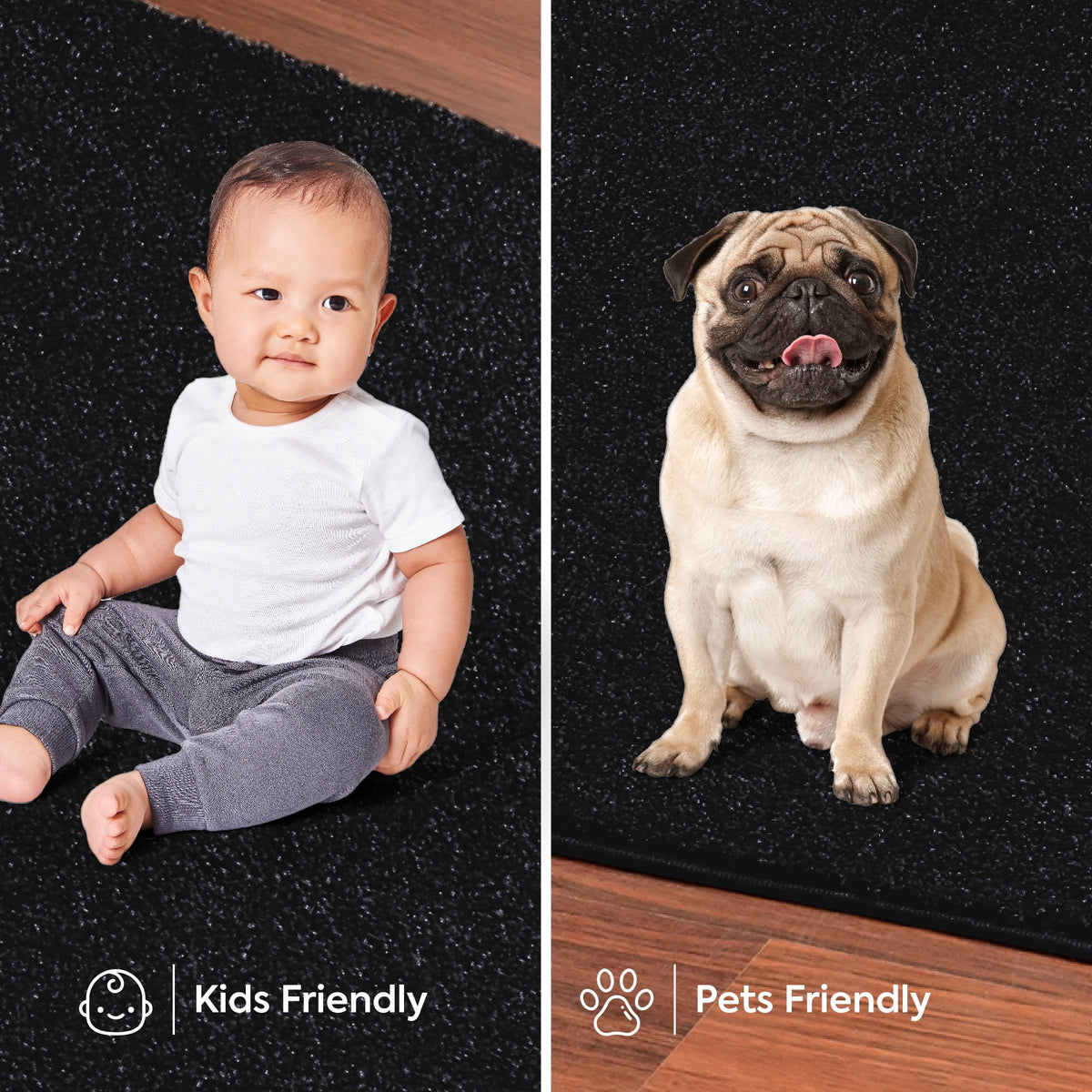 2 ft. Round Black Indoor Rug N15733