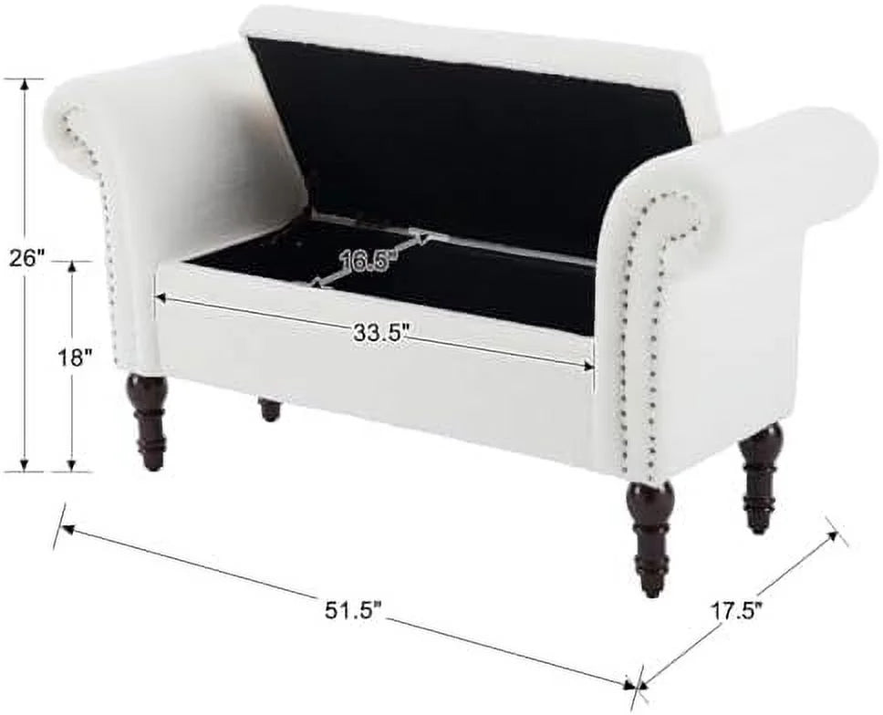 51" Upholstered Sherpa Bench with Wood Legs B452