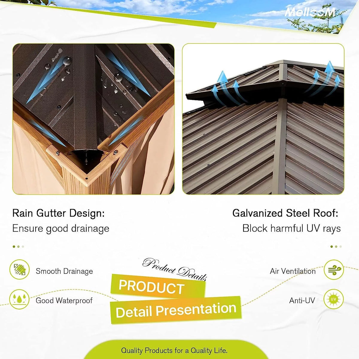 14' x 20' Hardtop Gazebo with Curtains and Nettings V948585