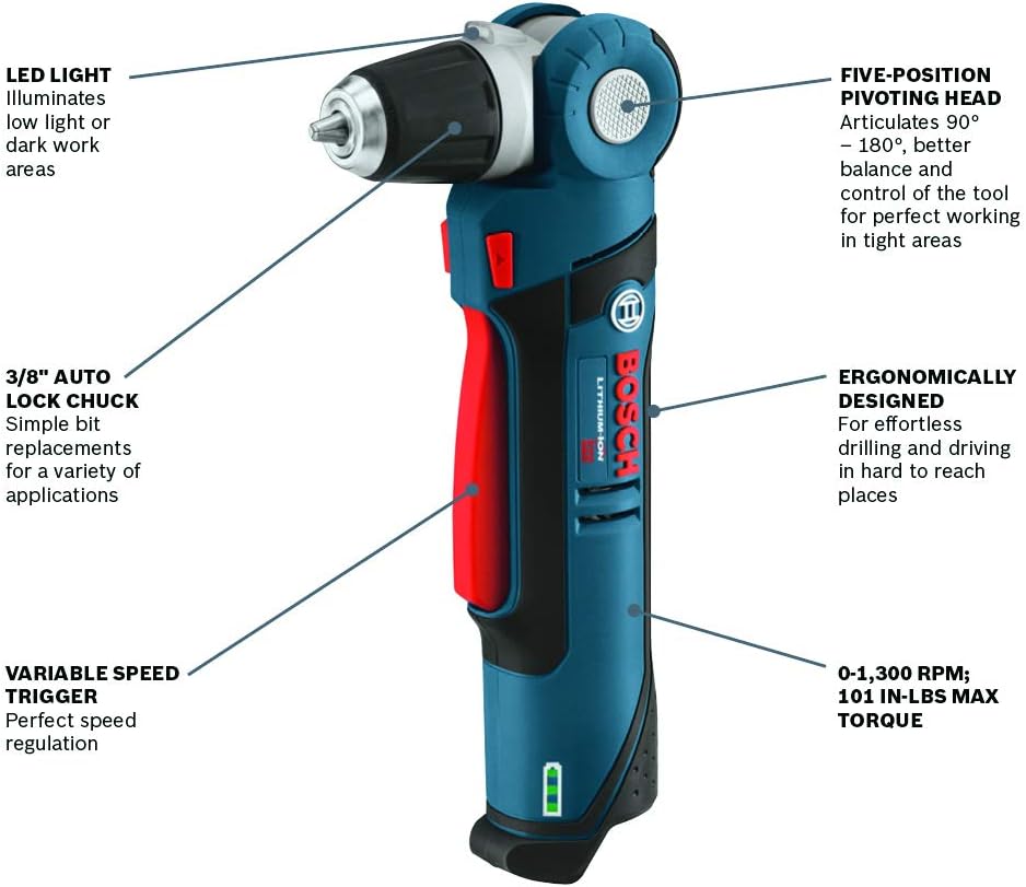 12V Max 3/8 In. Right Angle Drill/Driver Kit with 2.0Ah Lithium Ion Battery M52284