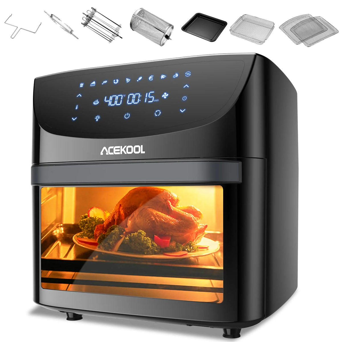 20 Quart 10-in-1 Digital Convection Air Fryer Toaster Oven Combo with Rotating Basket E634