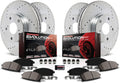 Front and Rear Carbon Fiber Brake Pads with Drilled & Slotted Brake Rotors Kit A20913