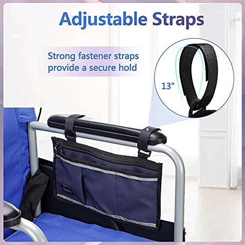 Dark Blue Wheelchair Side Bag with Phone Holder X5610