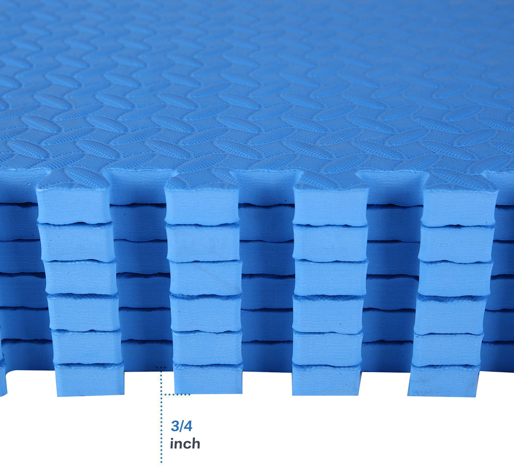1 In. Thick EVA Foam Interlocking Exercise Mat, 6 Piece, Black J92916