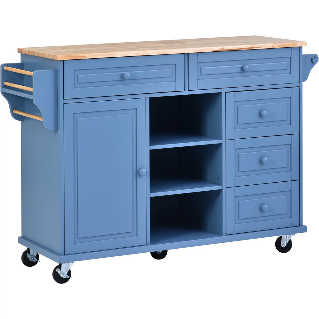 Mobile Kitchen Island Cart with Doors Drawers L9627