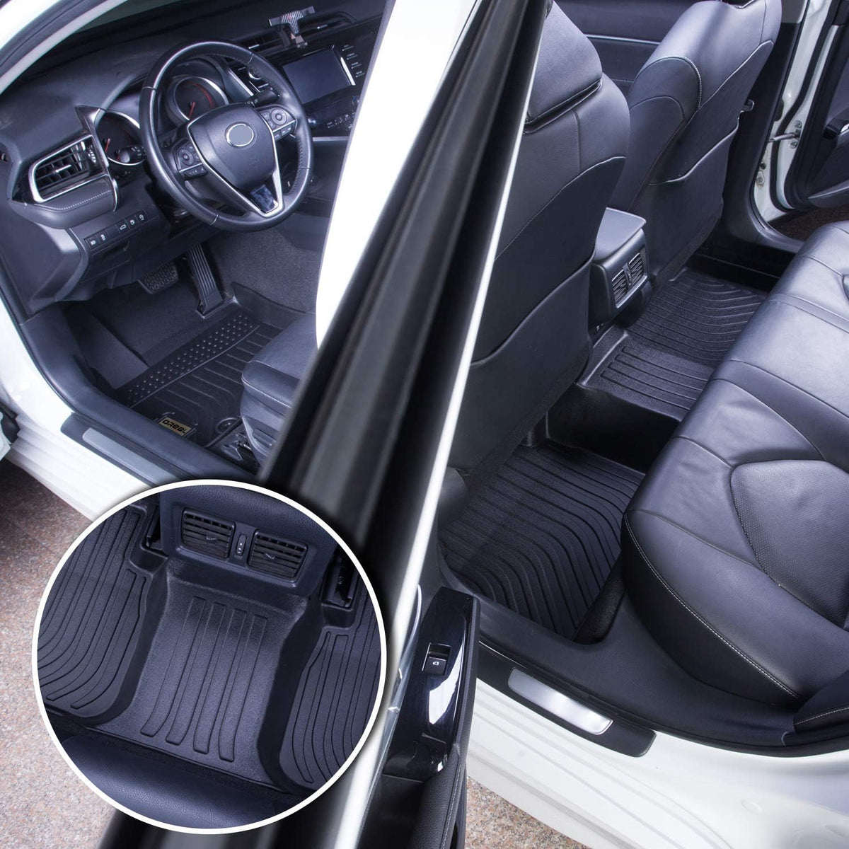 Black Floor Mats Liners Custom Fit Waterproof Q72581