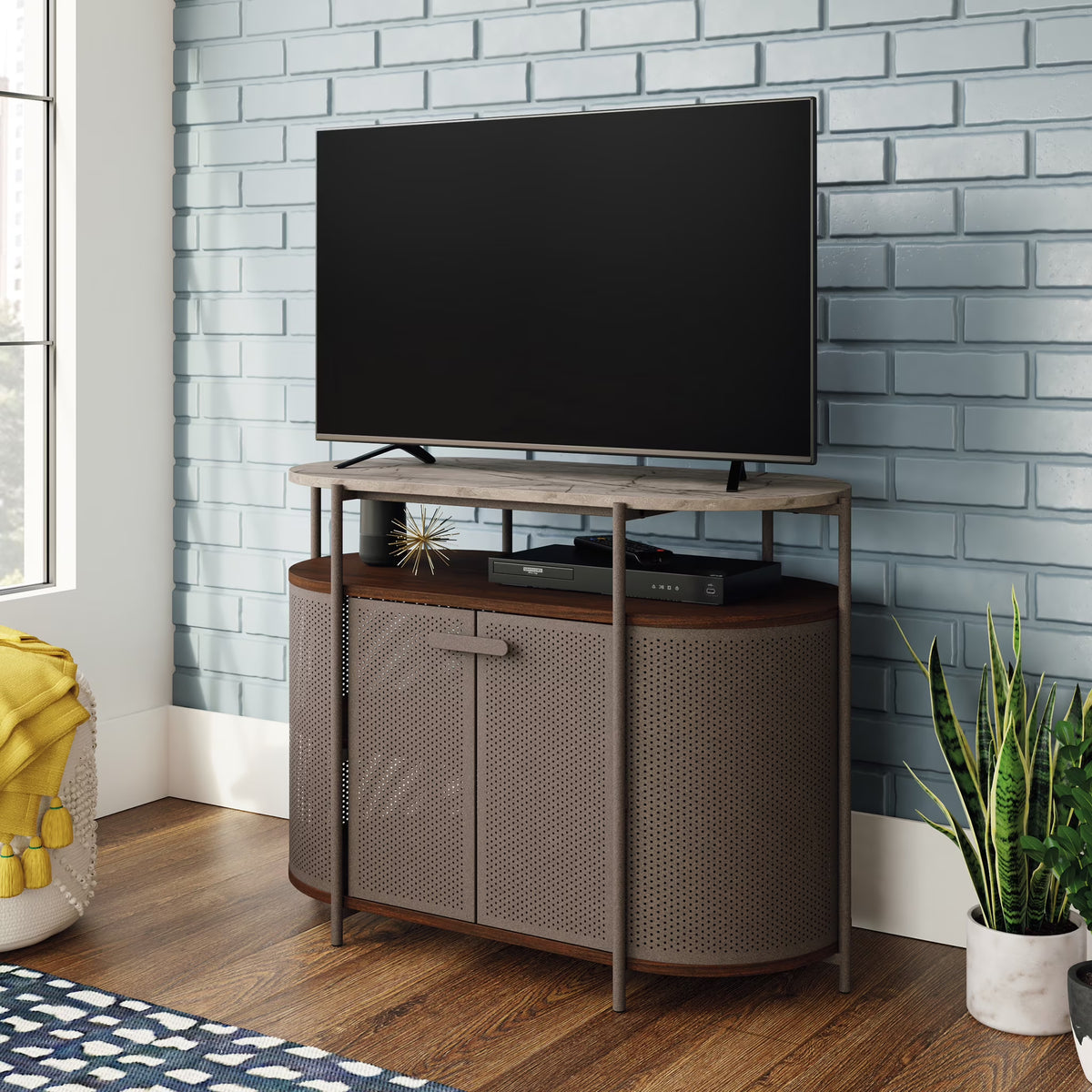 Mid-Century Modern TV Stand, Umber Wood Finish F608690