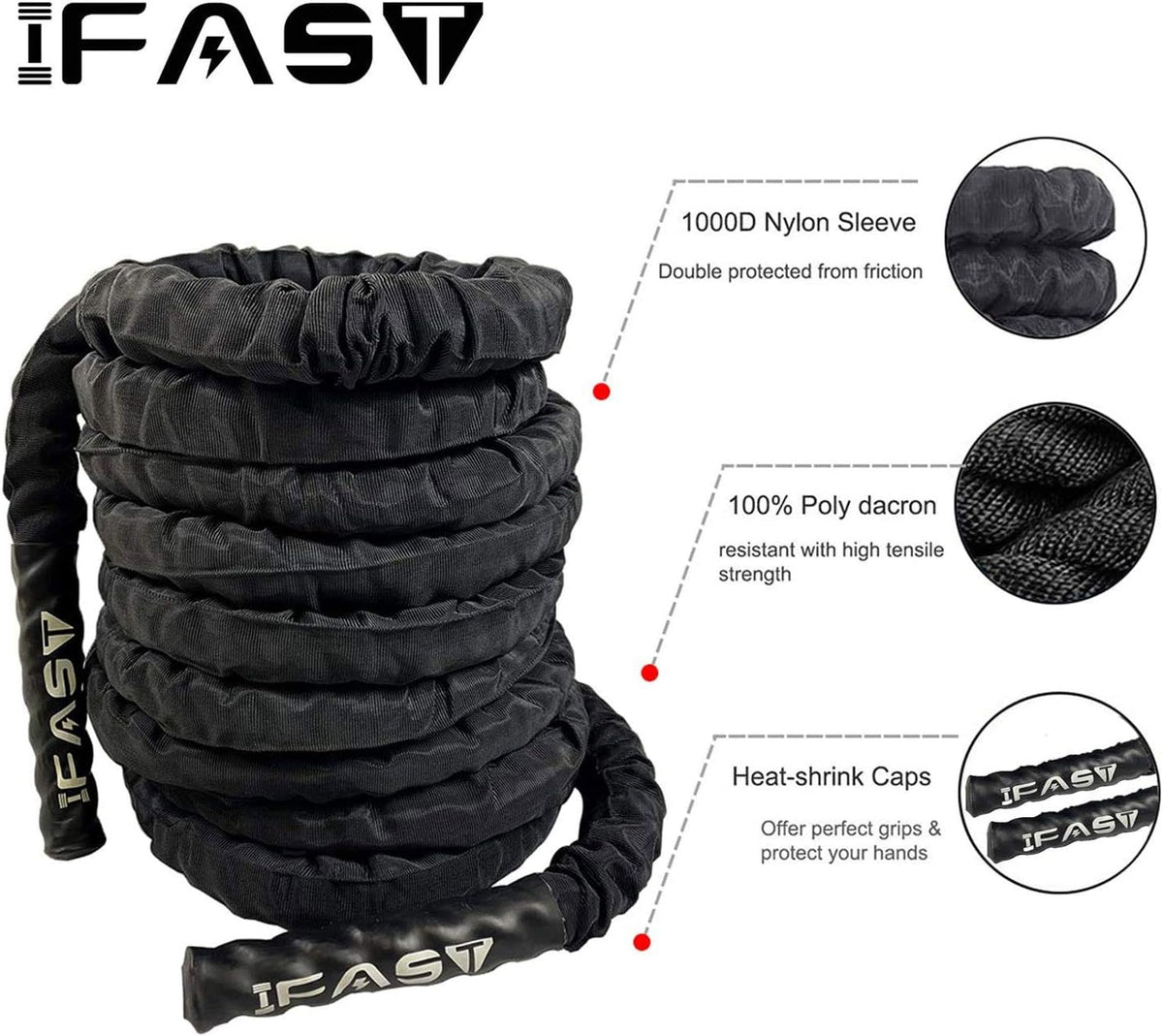 30ft Heavy Dacron Exercise Battle Rope Pack of 2 H532262