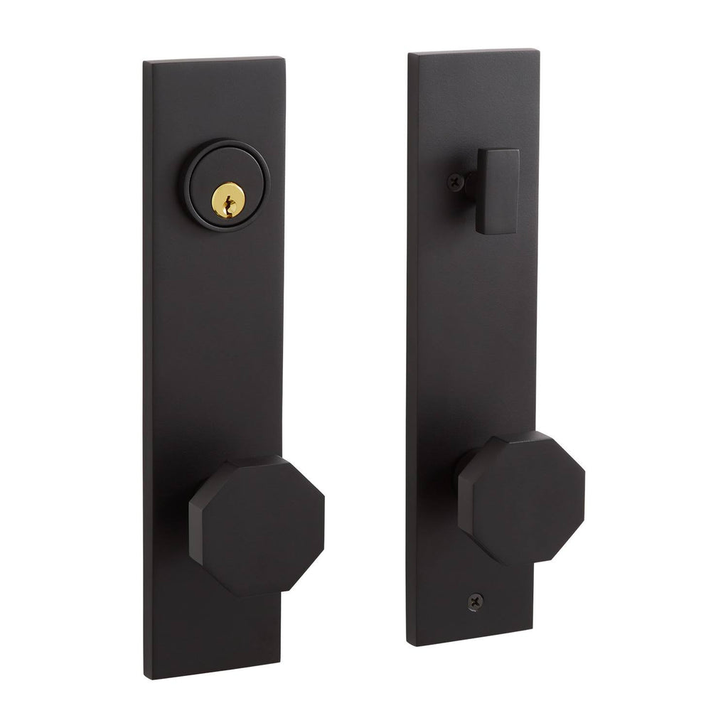 Solid Brass Entrance Door Set with Octagonal Knob and Polished Nickel E938377