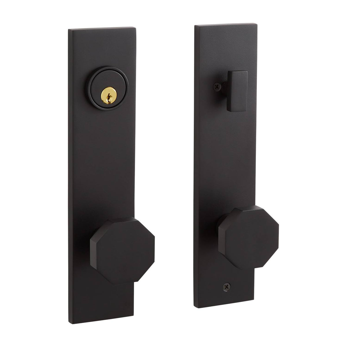 Solid Brass Entrance Door Set with Octagonal Knob and Polished Nickel E938377