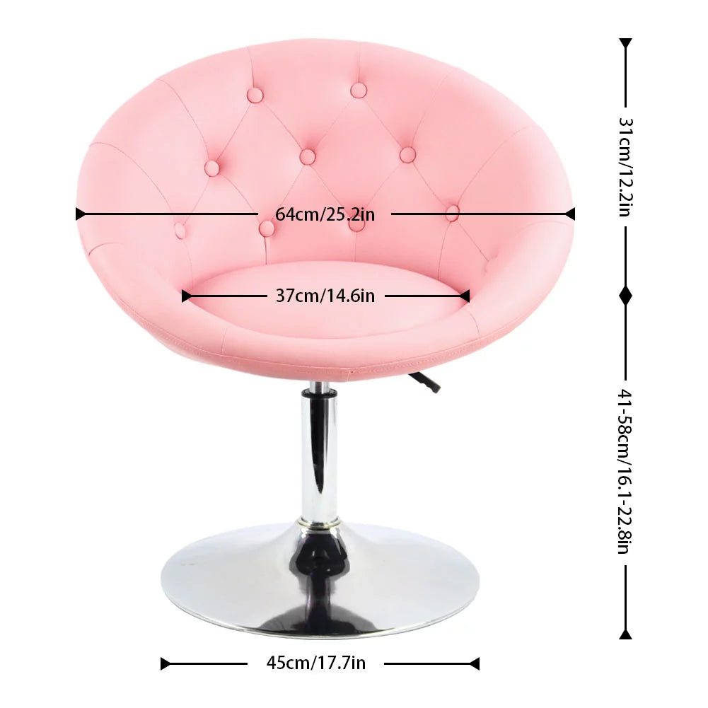 Pink PU Leather Tufted Adjustable Swivel Accent Chair V34190