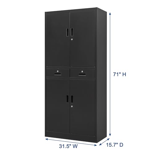 White Metal Locking Storage Cabinet with Adjustable Shelves and One Drawer S317262