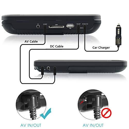 9.5 Car Dual Portable DVD Player with 5 Hours Rechargeable Battery W824