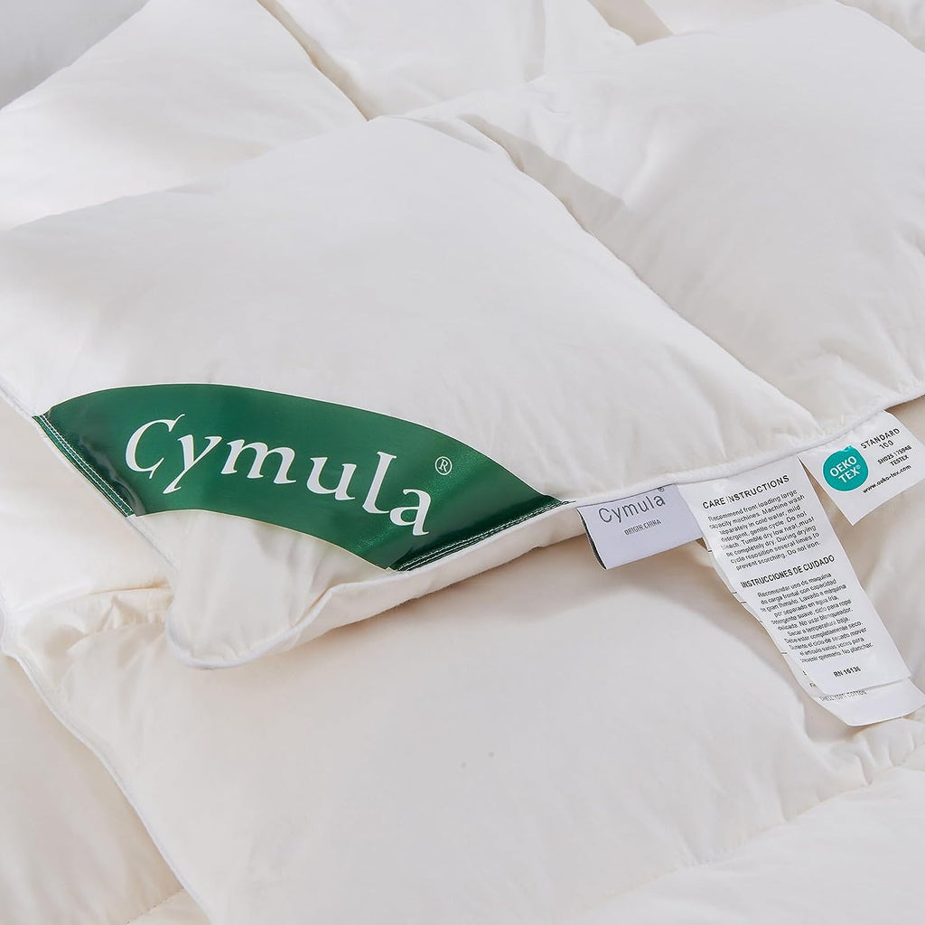 White 90 x 90 Inch Queen Size Down Comforter with Cotton Cover O466020
