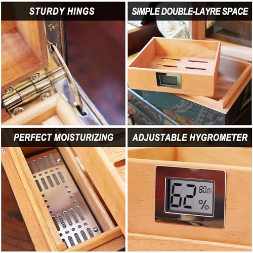 Handcrafted Spanish Cedar Cigar Humidor with Digital Hygrometer O67030