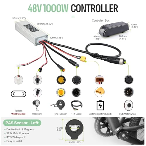 48V1000W Brushless Gearless Rear Hub Motor Electric Bike Kit U326004
